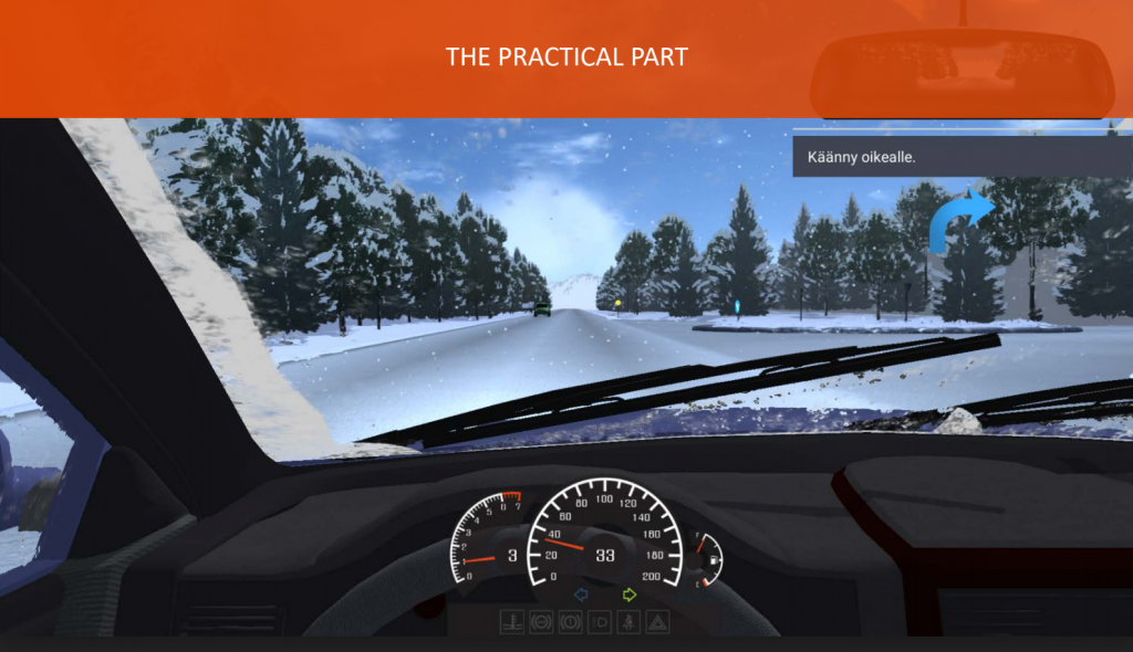 Finsk simulator. Screenshot: Harri Keski-Rekilä, Autokoululiitto.